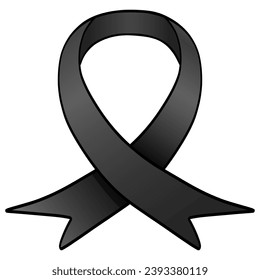 Black Ribbon Mourning Awareness Sign Symbol Vektorsymbol