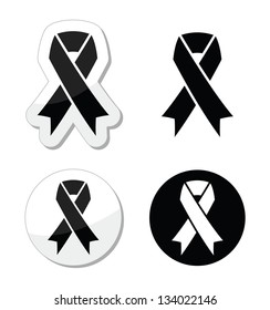 Black Ribbon - Mourning, Death, Melanoma Symbol