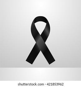 black ribbon, mourning sign, vector ribbon, isolated ribbon