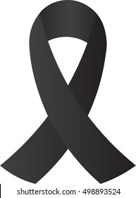 Black Ribbon Mourning Sign Vector Illustration