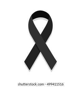 Black ribbon mourning sign. vector svg