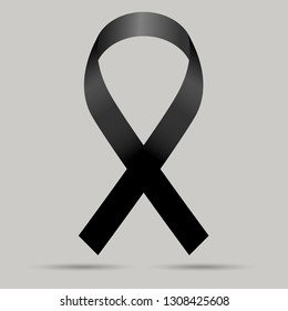 Black Ribbon Mourning Signblack Awareness Ribbonarch Stock Vector ...