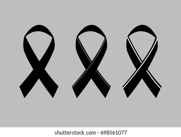 Black ribbon on isolate grey background.