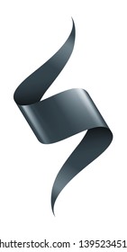 black ribbon on white background. Vector illustration