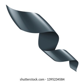 black ribbon on white background. Vector illustration