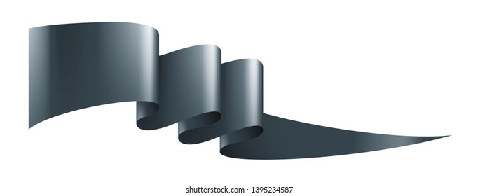 black ribbon on white background. Vector illustration