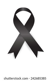 Black Ribbon on white background 