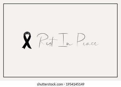 Black ribbon for rest in peace R.I.P vector white background design