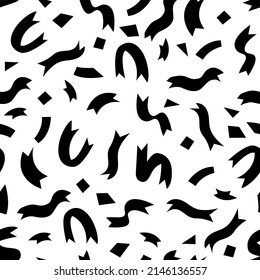 Black Ribbon seamless pattern. Abstract art print. Design for paper, covers, cards, fabrics, interior items and any. Vector illustration.