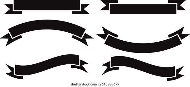 black ribbon set. black ribbon banner vector illustration.