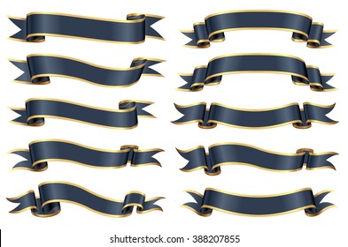 Black ribbon set with golden border.