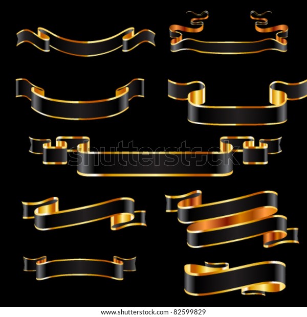 Black Ribbon Set Vector Stock Vector (Royalty Free) 82599829