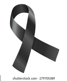 Black ribbon. Sickle Cell Disease, 9/11 attack and other awareness symbol. Vector illustration