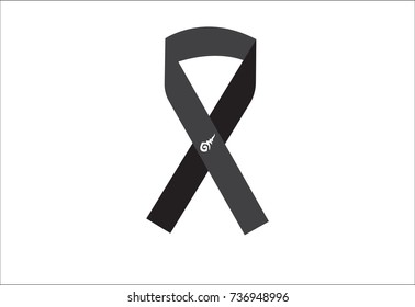 The black ribbon with the Thai letter number nine on it, for the passed away memorable of The King Rama 9 of Thailand.