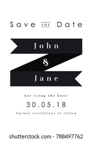 Black Ribbon theme - Wedding Set - Save the Date