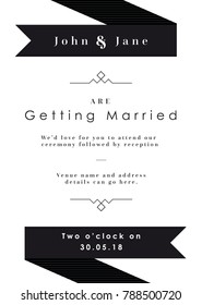 Black Ribbon theme - Wedding Set - Invitation