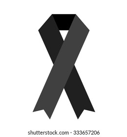 Black Ribbon vector symbol sign. 