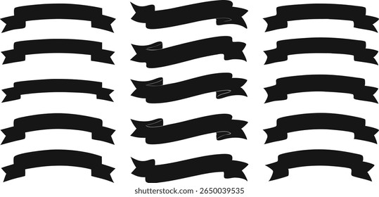 Black ribbons banners decorations isolated on white