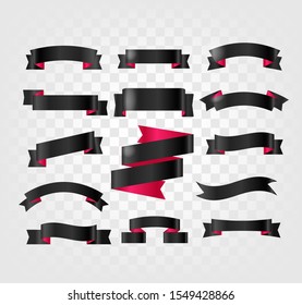 Black ribbons clipart isolated on transparent 