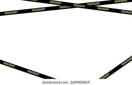 Black ribbons for the Discount  on a white background. Crossed ribbon with sale lettering. Discount area ribbons with a background for an advertisement, online store, or website.
