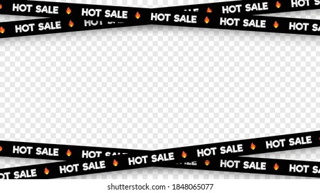 Black ribbons for Hot sale isolated on transparent background. 