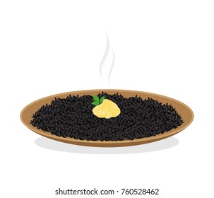 Black rice with aioli in vector