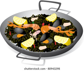 black rice paella