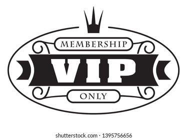 Black rich decorated VIP design with crown on a white background. 