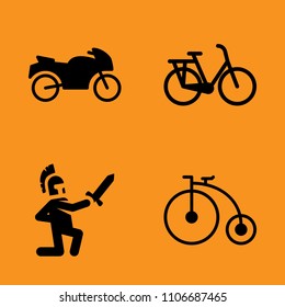 black, rider, tour and adventure icons set. Vector illustration for web and design
