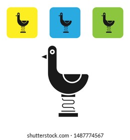 Black Riding kid duck icon isolated on white background. Set icons colorful square buttons. Vector Illustration