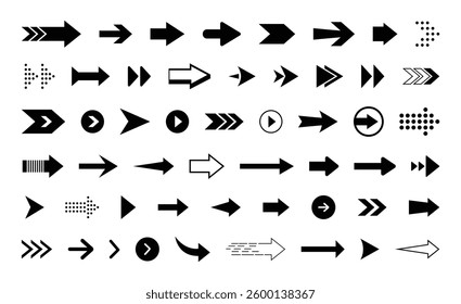 Black Right arrow icon set. modern simple arrows. arrow vector. Flat style icons. Vector illustration