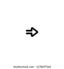 Black right arrow. Line simple icon isolated on white. Continue, enter, log in icon.  Next sign. East arrow.