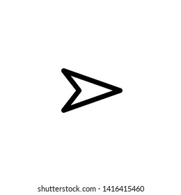 Black right arrow. Line simple icon isolated on white. Continue, enter, log in icon.  Mouse click. Navigator cursor