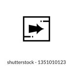 Black right  arrow in Black Rectangle icon. Isolated on white. Continue icon. Next sign. East arrow. - Vector 