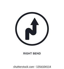 black right bend isolated vector icon. simple element illustration from traffic signs concept vector icons. right bend editable logo symbol design on white background. can be use for web and mobile