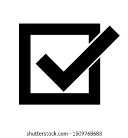 black right check mark in black square check box isolated on white background. vector illustration