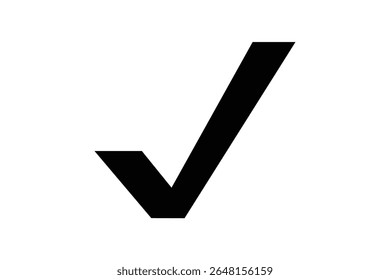 ícone de tique direito preto vetor em fundo branco