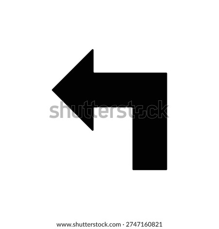 A black right-angled arrow icon pointing horizontally to the left, indicating a turn or backward movement.