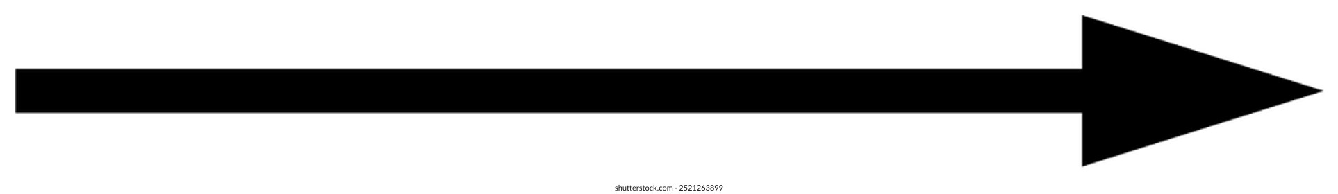 Black right-facing arrow on a white background symbolizing direction and navigation. Ideal for guidance, transportation, movement, pointing, and progress themes. Simple and clear vector graphic for di