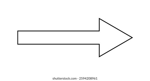 A black right-pointing arrow icon on a white background, symbolizing direction, movement, navigation, or progress. Vector illustration