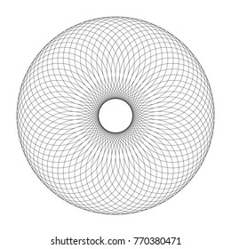 Black ring of circles. Tube effect. Stylish abstract design element.