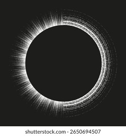 Brilho de anel preto. Moldura em círculo escuro. Efeito de halo vetorial. Misterioso limite claro.