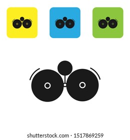 Black Ringing alarm bell icon isolated on white background. Alarm symbol, service bell, handbell sign, notification symbol. Set icons colorful square buttons. Vector Illustration
