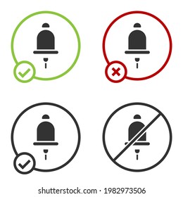 Black Ringing alarm bell icon isolated on white background. Fire alarm system. Service bell, handbell sign, notification symbol. Circle button. Vector