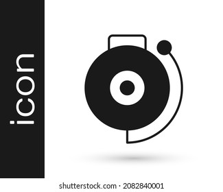 Schwarze Ringwecker-Glocke Symbol einzeln auf weißem Hintergrund. Feuermeldesystem. Service-Glocke, Handzeichen, Benachrichtigungssymbol.  Vektorgrafik
