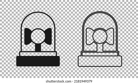 Black Ringing alarm bell icon isolated on transparent background. Fire alarm system. Service bell, handbell sign, notification symbol.  Vector