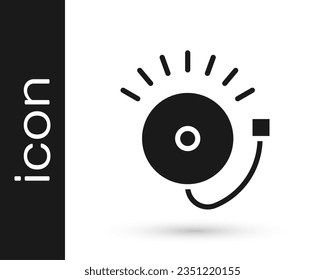 Black Ringing alarm bell icon isolated on white background. Fire alarm system. Service bell, handbell sign, notification symbol.  Vector