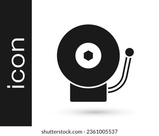 Icono de la campana de alarma de sonido negro aislado en fondo blanco. Símbolo de alarma, campana de servicio, señal de timbre, símbolo de notificación.  Vector