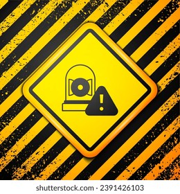 Icono de la campana de alarma de sonido negro aislado en fondo amarillo. Símbolo de alarma, campana de servicio, señal de timbre, símbolo de notificación. Signo de advertencia. Vector