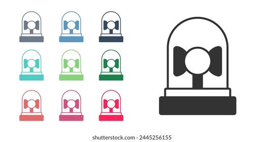 Black Ringing alarm bell icon isolated on white background. Fire alarm system. Service bell, handbell sign, notification symbol. Set icons colorful. Vector